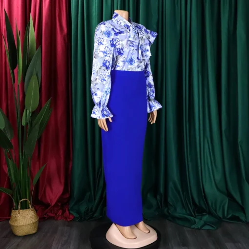 Ohsisa Women's Suit High-quality New Design Spring Printed Long-sleeved Shirt and Long Skirt Office Casual Two-piece Set - 图片 6
