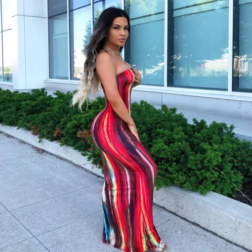 Ohsisa Strapless Bodycon Dress New Arrival Eco-Friendly and Washable Contrast Color Wrap Dresses Sexy Fashion - 图片 4