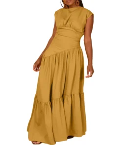 Ohsisa 2025 Summer European and American New Casual Dress Sleeveless Loose Solid Color Dress