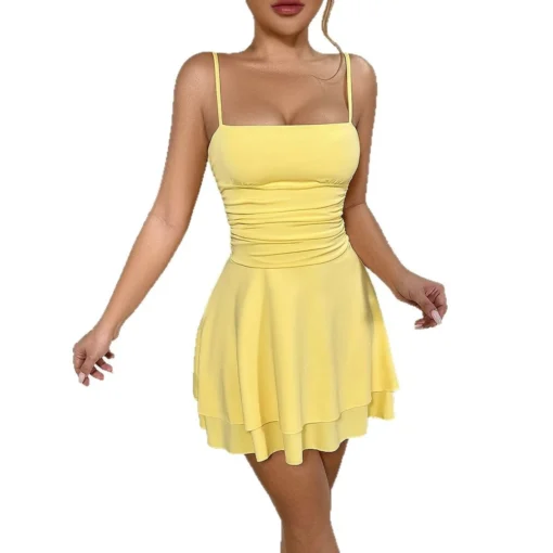 Ohsisa 2025 New for Women's Casual Summer Dress European American Sexy Chiffon Sling Tube Top Backless for Day Woman Dress - 图片 5
